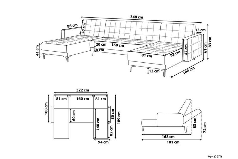 Toomey sovesofa med Divan - Hvid - Møbler - Sofaer - Sovesofaer