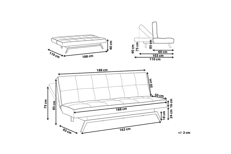 Tripta Sovesofa 3-personers - Sort/Grøn - Møbler - Sofaer - Sovesofaer