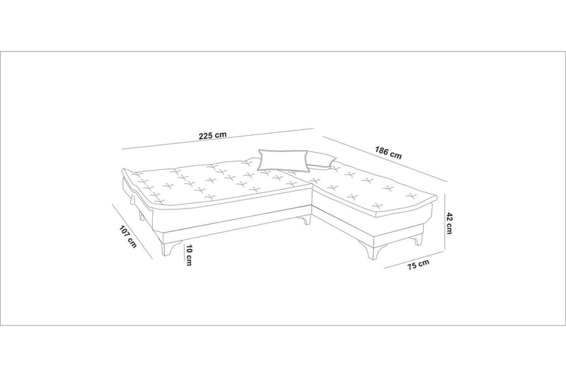 Turso sovesofa med divan højre - Blå - Møbler - Sofaer - Sovesofaer