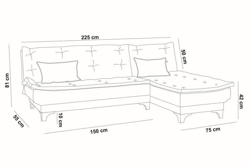 Turso sovesofa med divan højre - Brun - Møbler - Sofaer - Sovesofaer