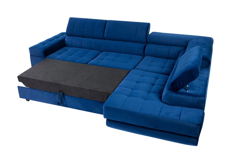 Warwick 3-personers Hjørnesovesofa - velour / sort - Møbler - Sofaer - Sovesofaer