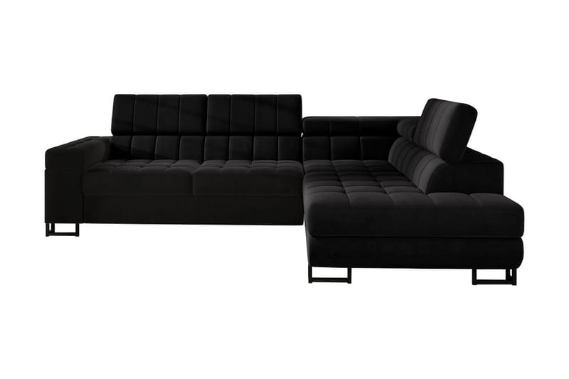 Warwick 3-personers Hjørnesovesofa - velour / sort - Møbler - Sofaer - Sovesofaer