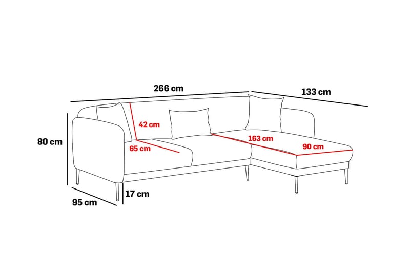 Wenus Chaiselongsovesofa 3-personers - Beige - Møbler - Sofaer - Sovesofaer