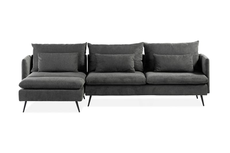 Svartvik Chaiselong Sofa Vendbar Fløjl Grå - Grå - Møbler - Sofaer - Sofa med chaiselong