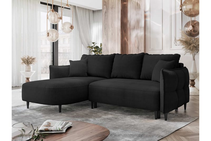 Sycylia Sofa med Divan 3-personers - Sort - Møbler - Sofaer - Sofa med chaiselong