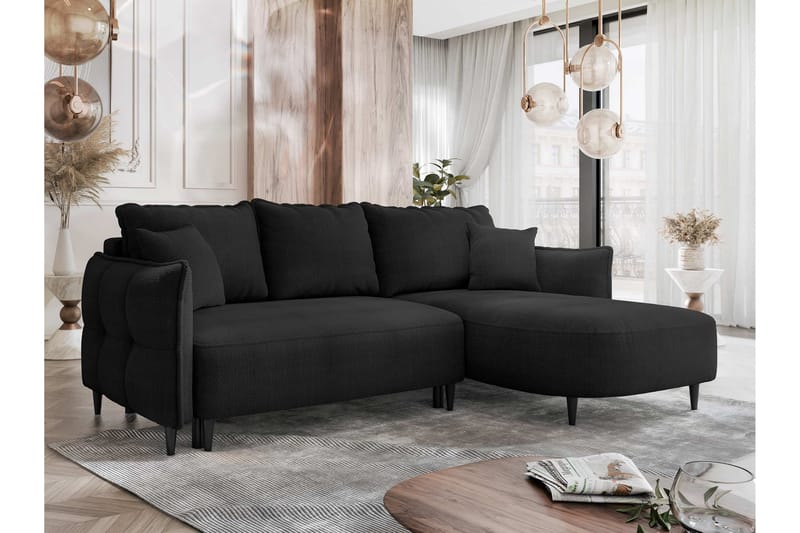 Sycylia Sofa med Divan 3-personers - Sort - Møbler - Sofaer - Sofa med chaiselong