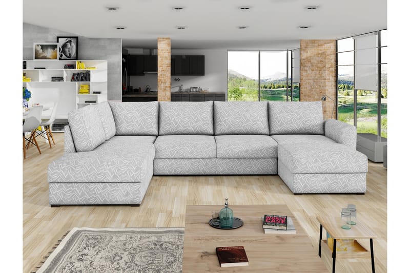 Taberk Sofa med Chaiselong og Divan 4-personers - Lys grå - Møbler - Sofaer - U Sofa