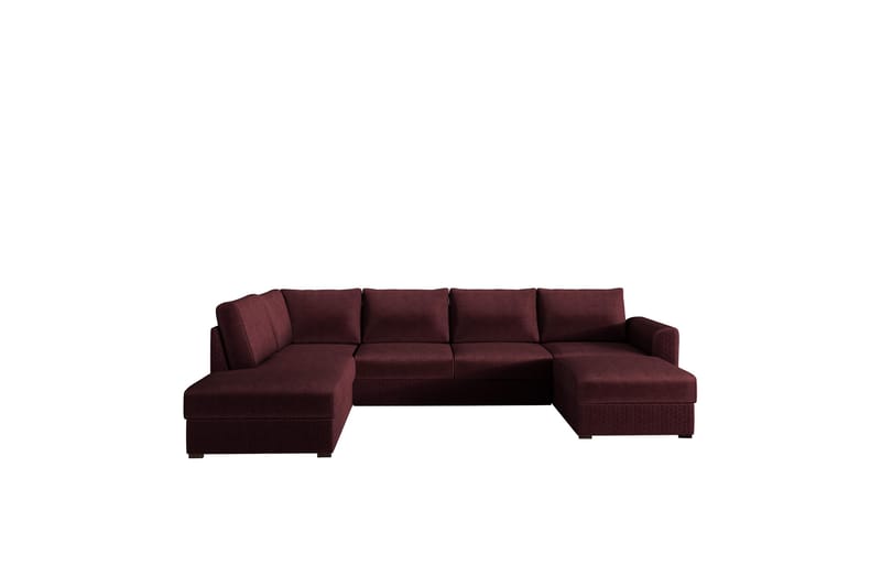 Taberk Sofa med Chaiselong og Divan 4-personers - Brun/Rød - Møbler - Sofaer - U Sofa