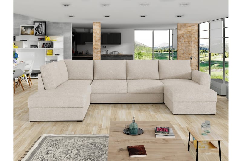 Taberk Sofa med Chaiselong og Divan 4-personers - Beige - Møbler - Sofaer - U Sofa