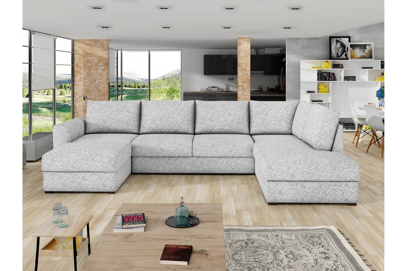 Taberk Sofa med Chaiselong og Divan 4-personers - Lys grå - Møbler - Sofaer - U Sofa