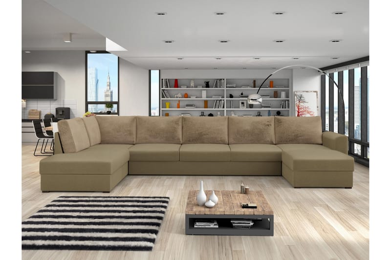 Taberk Sofa med Chaiselong og Divan 5-personers - Mørk beige - Møbler - Sofaer - U Sofa