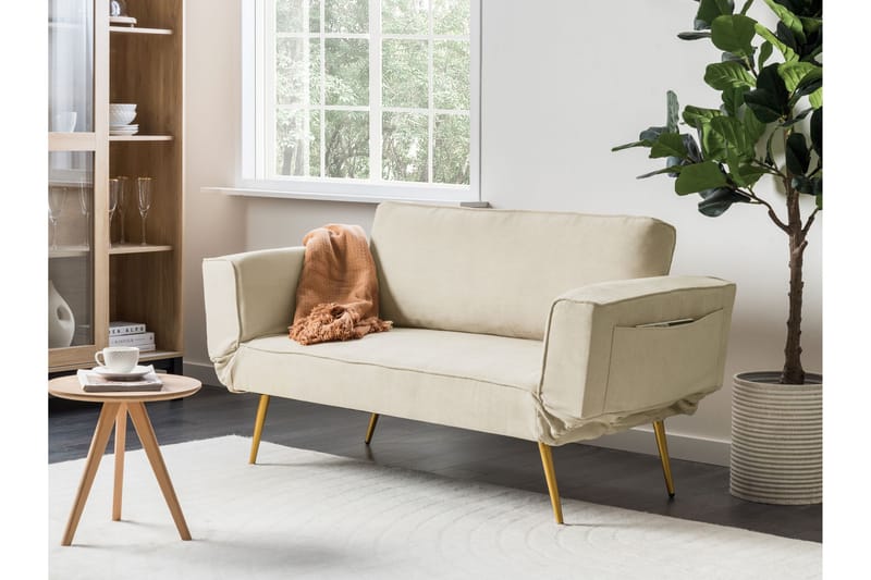 Touya Sovesofa 2-personers - Beige/Guld - Møbler - Sofaer - Sovesofaer