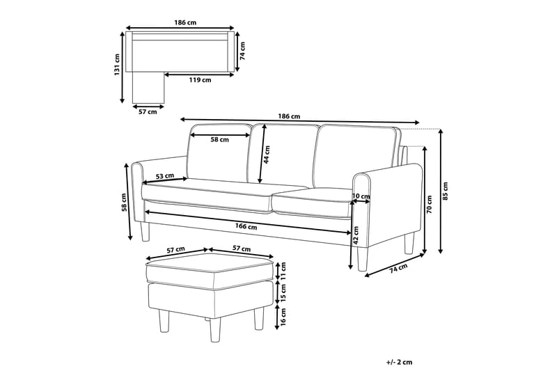 Traun Sofa 3-personers - Brun/Sort - Møbler - Sofaer - 3 personers sofa