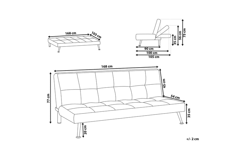 Tunni Sovesofa 3-personers - Blå/Sort - Møbler - Sofaer - Sovesofaer