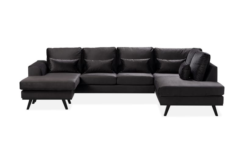 Copenhagen Compact Stor U Sofa Fløjl Chaiselong Højre - Grå - Møbler - Sofaer - U Sofa