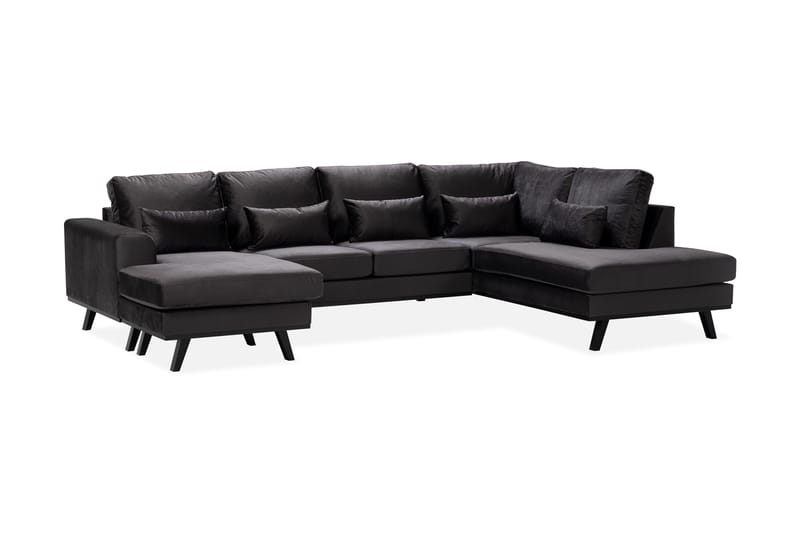 Copenhagen Compact Stor U Sofa Fløjl Chaiselong Højre - Grå - Møbler - Sofaer - U Sofa