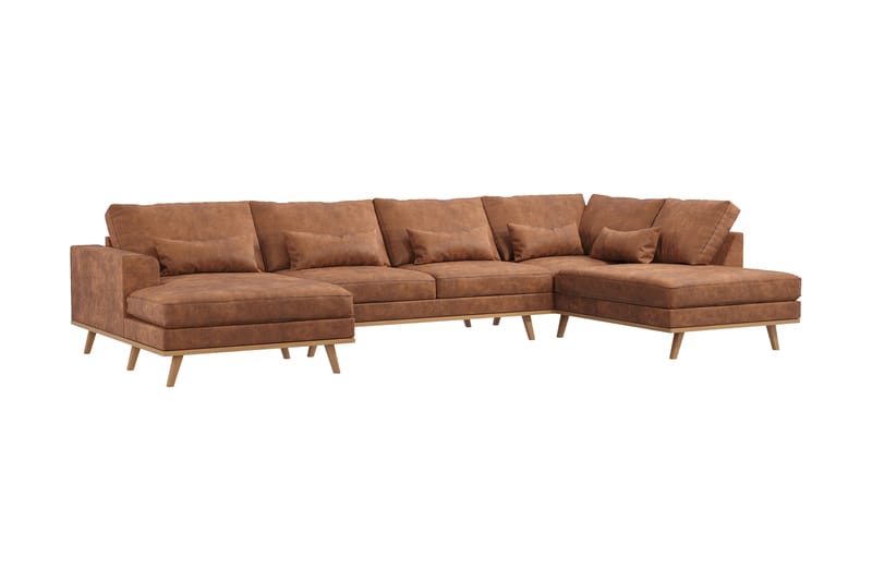 Copenhagen Stor U Sofa Divan Højre Chaiselong Venstre - Brun/Eg - Møbler - Sofaer - U Sofa