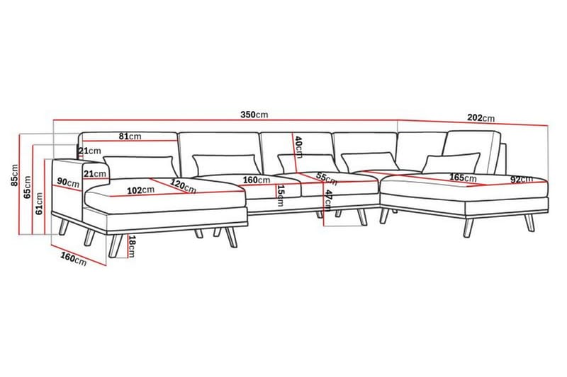 Copenhagen Stor U Sofa Divan Højre Chaiselong Venstre - Brun/Eg - Møbler - Sofaer - U Sofa