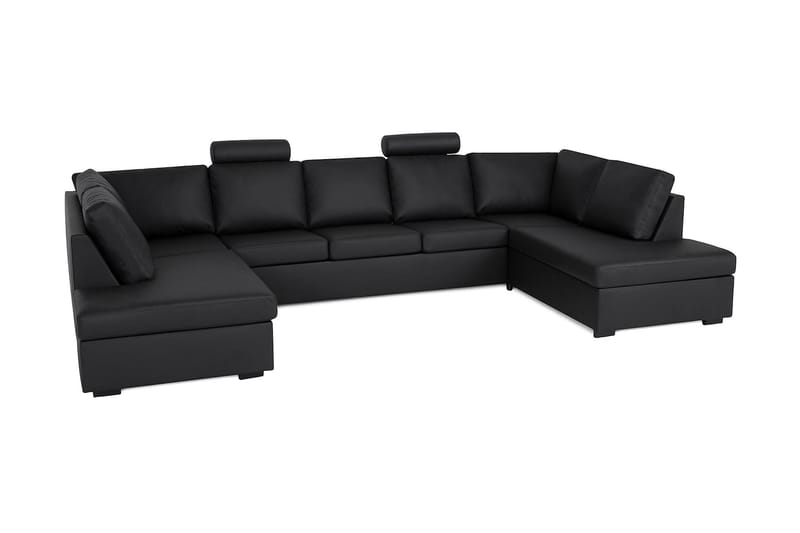 Crazy Stor U-sofa med Chaiselong x 2 - Sort / Mørk / Kunstlæder - Møbler - Sofaer - U Sofa