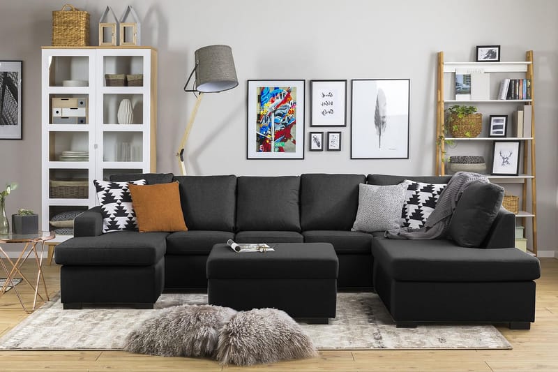 Crazy Stor U-sofa XL Divan Venstre, Chaiselong Højre 300 cm Bred - Mørkegrå - Møbler - Sofaer - U Sofa