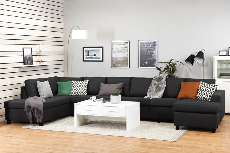 Crazy Stor U-sofa XXL Chaiselong Højre 407 cm Bred - Antracit - Møbler - Sofaer - U Sofa