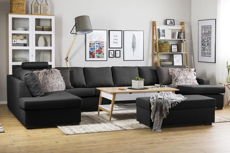 Crazy Stor U-sofa XXL Divan Højre - Antracit / Mørkegrå / Sort - Møbler - Sofaer - U Sofa