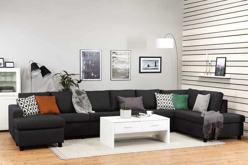 Crazy Stor U-sofa XXL Divan Venstre, Chaiselong Højre - Antracit - Møbler - Sofaer - U Sofa