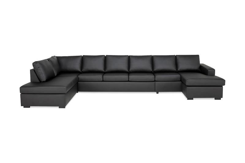 Crazy Stor U-sofa XXL Kunstlæder Divan Højre, Chaiselong Venstre - Sort / Kunstlæder - Møbler - Sofaer - U Sofa