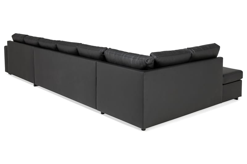 Crazy Stor U-sofa XXL Kunstlæder Divan Højre, Chaiselong Venstre - Sort / Kunstlæder - Møbler - Sofaer - U Sofa