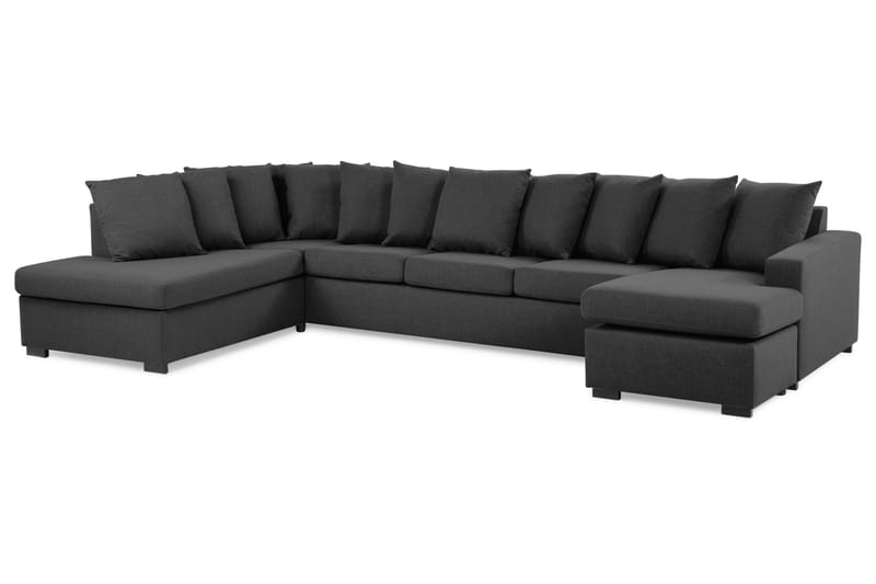 Crazy U-sofa XL Chaiselong Højre inkl Løse rygpuder - Sort - Lædersofaer - Velour sofaer - U Sofa