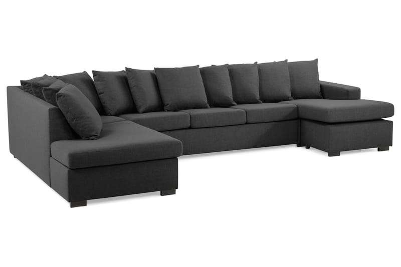 Crazy U-sofa XL Chaiselong Højre inkl Løse rygpuder - Sort - Lædersofaer - Velour sofaer - U Sofa