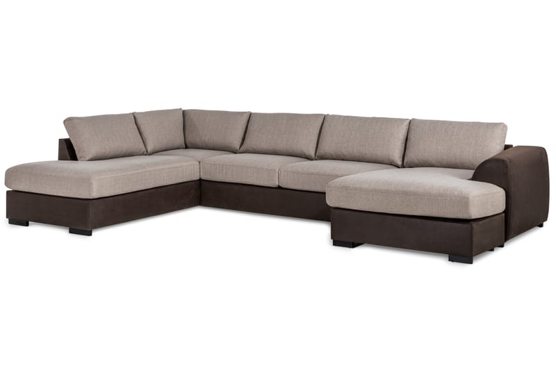 Cuba Stor U Sofa Divan Højre Chaiselong Venstre - Brun/Beige - Møbler - Sofaer - U Sofa