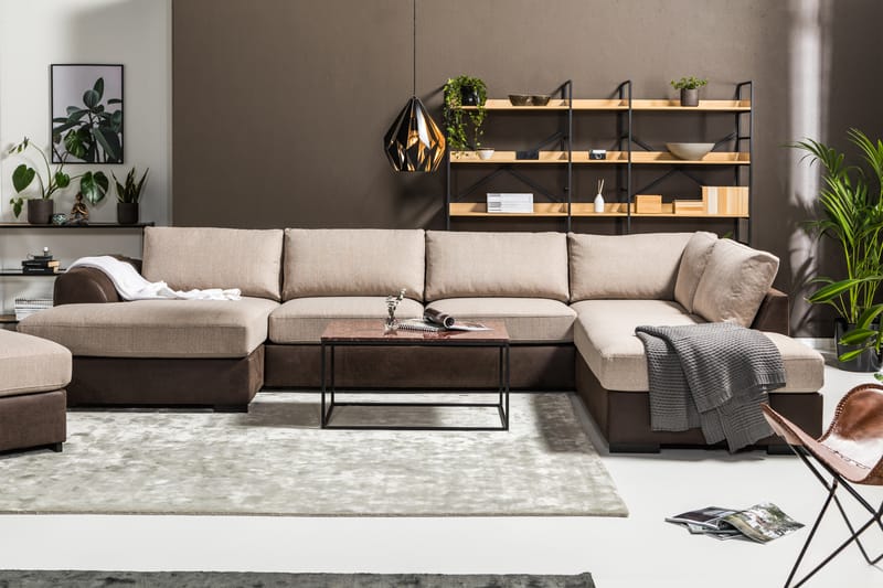 Cuba Stor U Sofa Divan Højre Chaiselong Venstre - Brun/Beige - Møbler - Sofaer - U Sofa