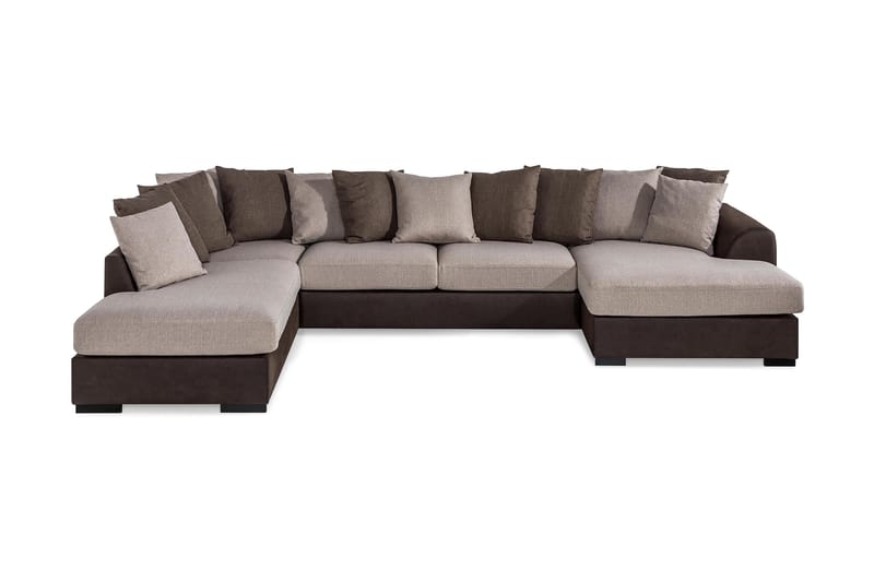 Cuba Stor U Sofa Divan Højre Chaiselong Venstre inkl. Kuvertpuder - Brun/Beige - Møbler - Sofaer - U Sofa