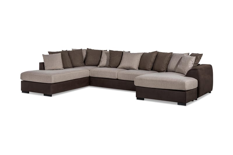 Cuba Stor U Sofa Divan Højre Chaiselong Venstre inkl. Kuvertpuder - Brun/Beige - Møbler - Sofaer - U Sofa