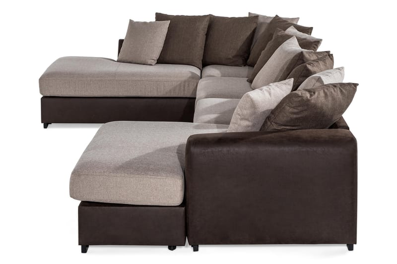 Cuba Stor U Sofa Divan Højre Chaiselong Venstre inkl. Kuvertpuder - Brun/Beige - Møbler - Sofaer - U Sofa