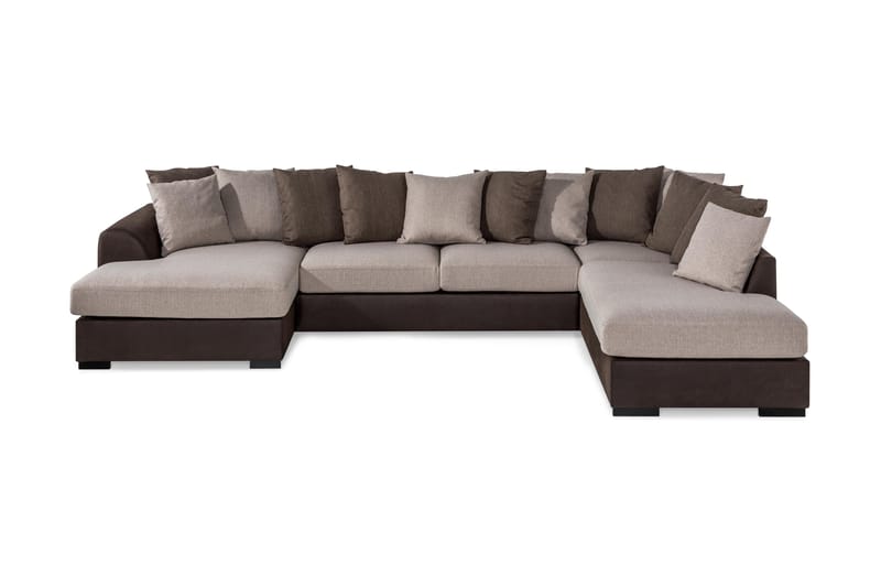 Cuba U Sofa Divan Venstre Chaiselong Højre inkl Kuvertpuder 380 cm bred - Brun/Beige - Møbler - Sofaer - U Sofa