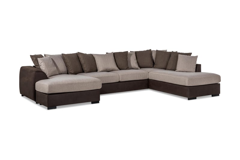 Cuba U Sofa Divan Venstre Chaiselong Højre inkl Kuvertpuder 380 cm bred - Brun/Beige - Møbler - Sofaer - U Sofa