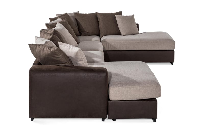 Cuba U Sofa Divan Venstre Chaiselong Højre inkl Kuvertpuder 380 cm bred - Brun/Beige - Møbler - Sofaer - U Sofa