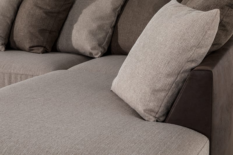 Cuba U Sofa Divan Venstre Chaiselong Højre inkl Kuvertpuder 380 cm bred - Brun/Beige - Møbler - Sofaer - U Sofa