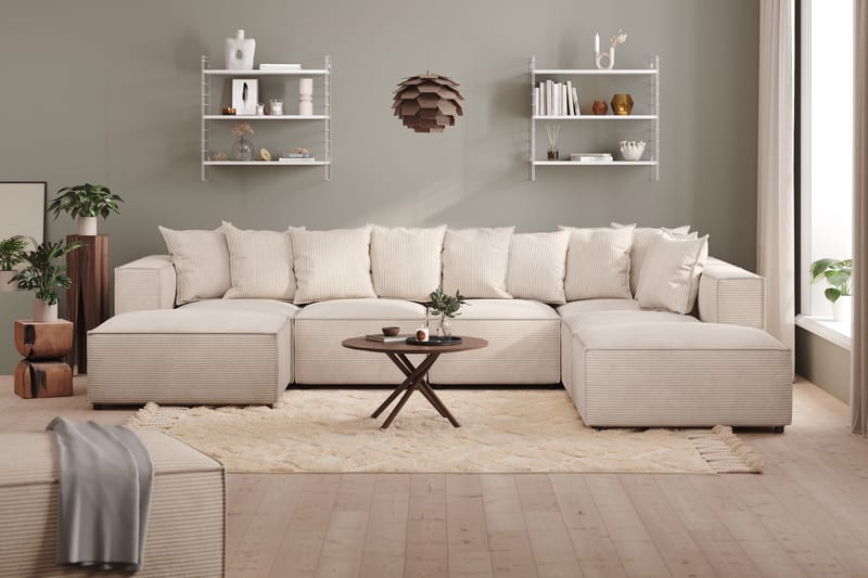 Cubo Dyb Manchester U-Sofa 5-personers Divan Højre, Chaiselong Højre - Beige / Lys - Møbler - Sofaer - U Sofa