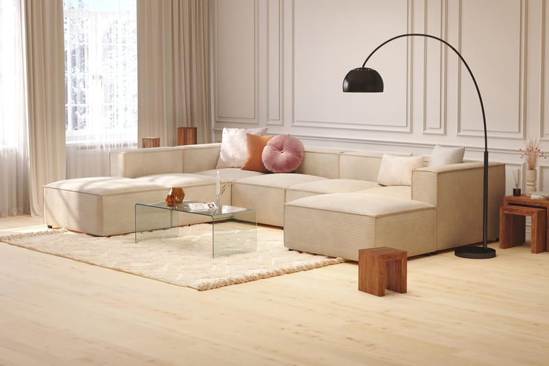 Cubo Dyb Manchester U-Sofa 5-personers Divan Højre, Chaiselong Højre - Beige / Lys - Møbler - Sofaer - U Sofa