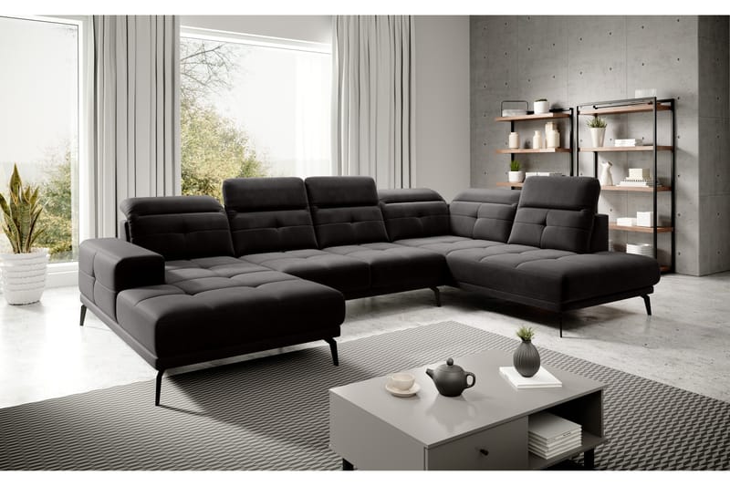 Devender Sofa m. Chaiselonger - Sort - Møbler - Sofaer - U Sofa