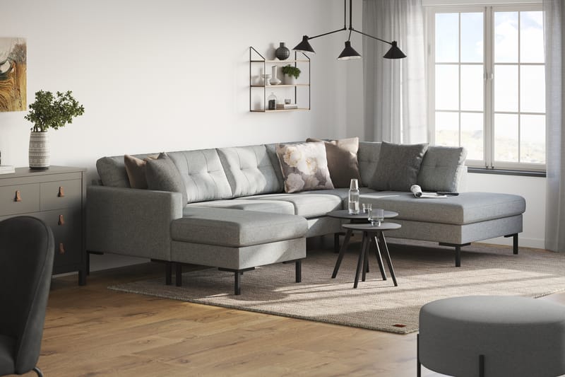 Frillestad 4-pers U-sofa Divan Venstre - Grå - Møbler - Sofaer - U Sofa