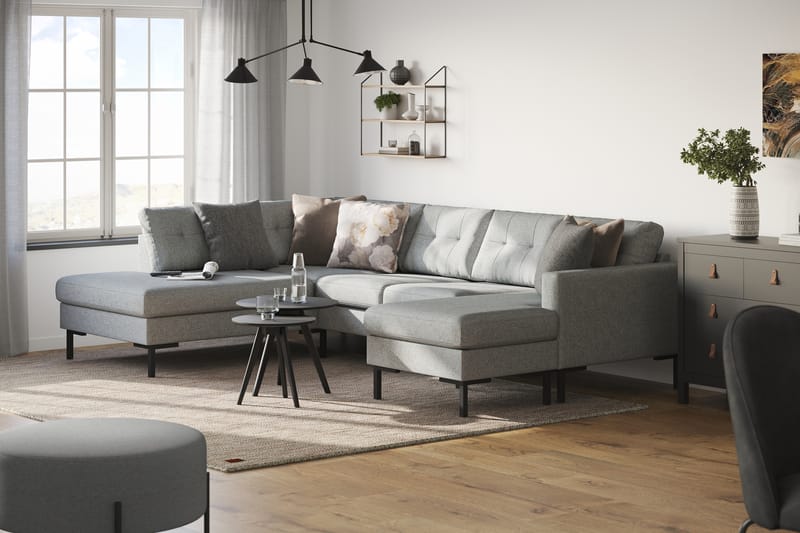 Frillestad 4-pers U-sofa Divan Højre - Grå - Møbler - Sofaer - U Sofa