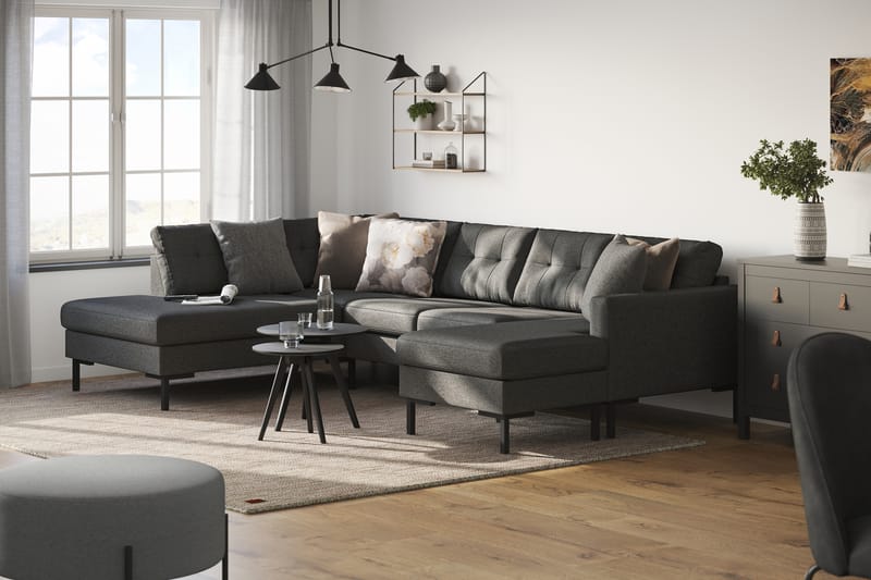 Frillestad 4-pers U-sofa Divan Højre - Mørkegrå - Møbler - Sofaer - U Sofa