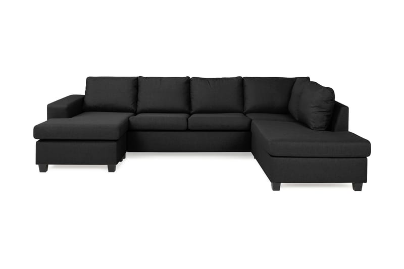 Houston U-sofa med Chaiselong Venstre - Sort - Lædersofaer - Velour sofaer - U Sofa