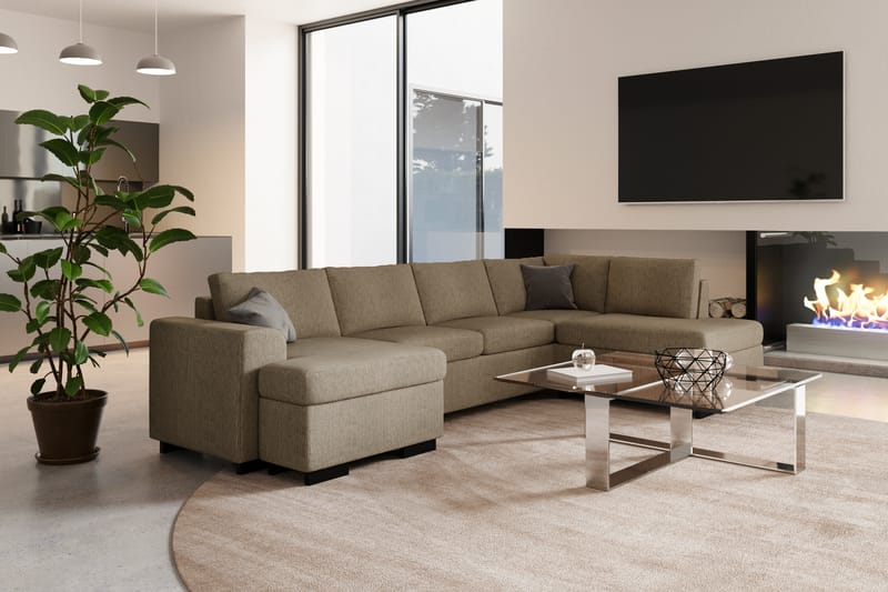 Link U-sofa Large med Chaiselong Højre - Beige - Møbler - Sofaer - U Sofa