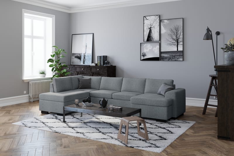 Link U-sofa Large med Chaiselong Højre - Lysegrå - U Sofa