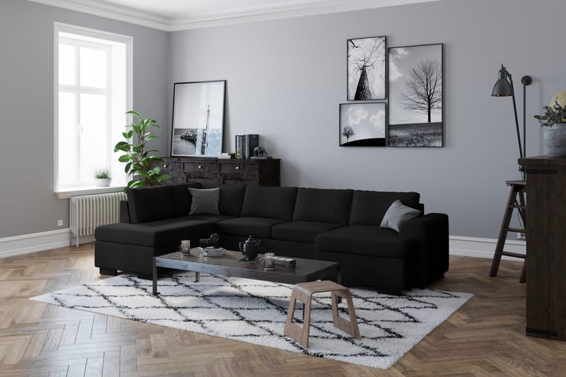 Link U-sofa med Chaiselong Højre - Sort - Møbler - Sofaer - U Sofa